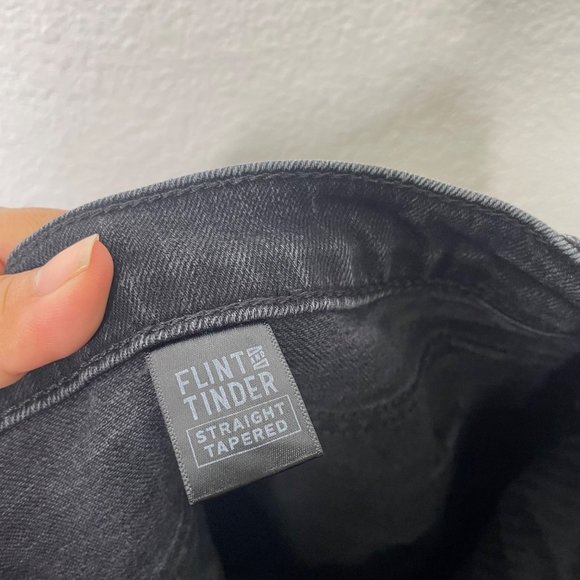 Flint and Tinder Mens Bottoms Size 34 Faded Black Straight Tapered Denim Jeans - Picture 4 of 15